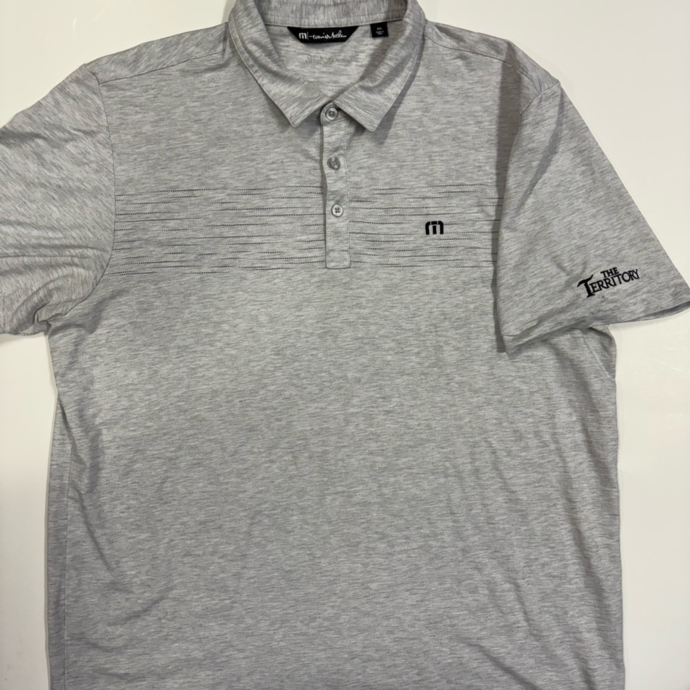 Travis Mathew Polo Golf Shirt. Grey/Black Pattern. Mens XXL